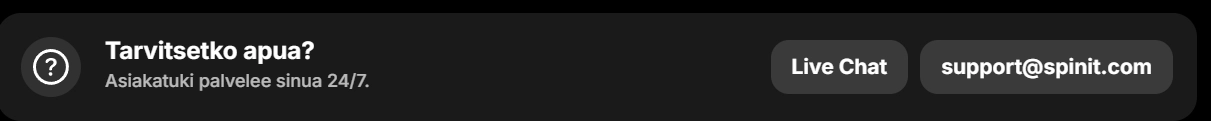 Spinit-kasinon live-chat ja sähköpostituki