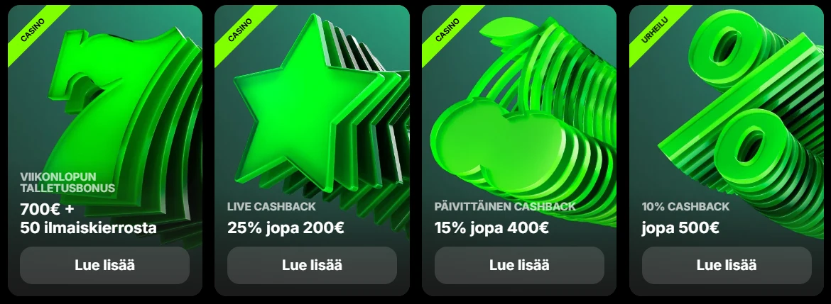 Spinit-kasinon jatkuvat kampanjat ja cashback-tarjoukset