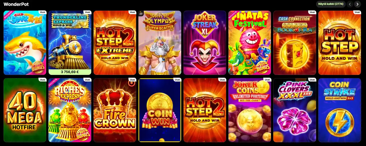 Spinit-kasinon progressiiviset jackpot-pelit